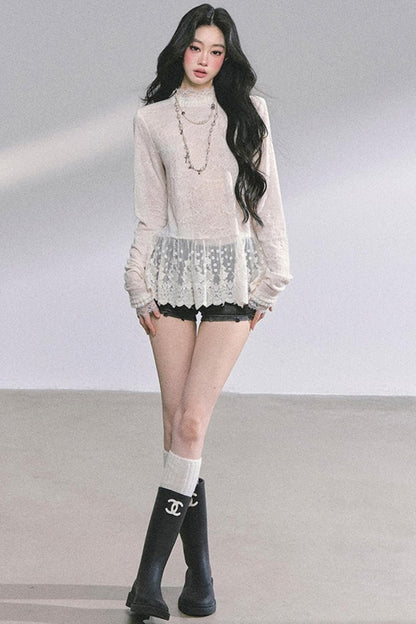 Pure Hollow Lace Top