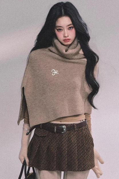 Maple Leaf Knit Sweater Cape Set-Up