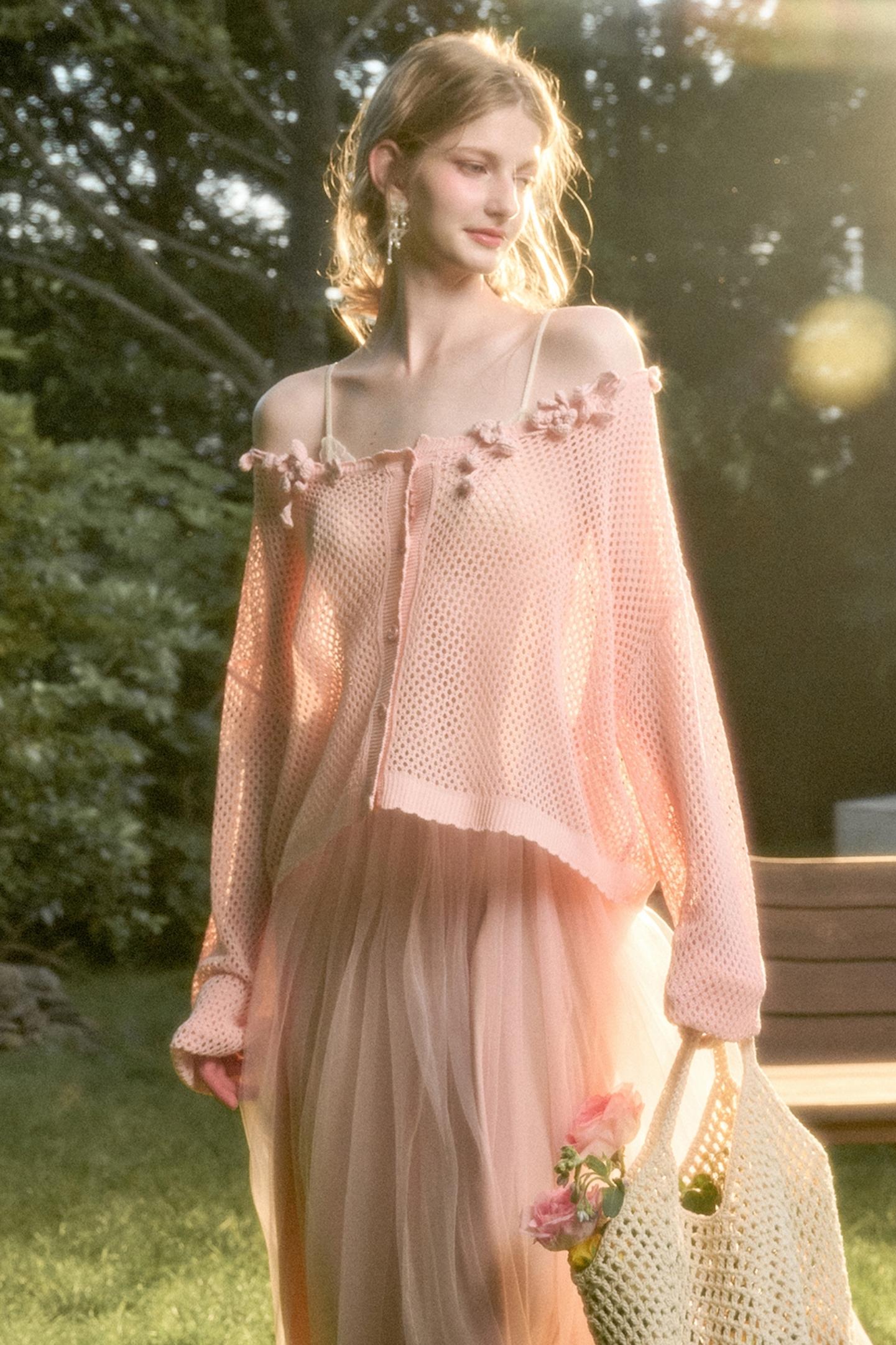 Galaxy Ice Silk Hollow Cardigan