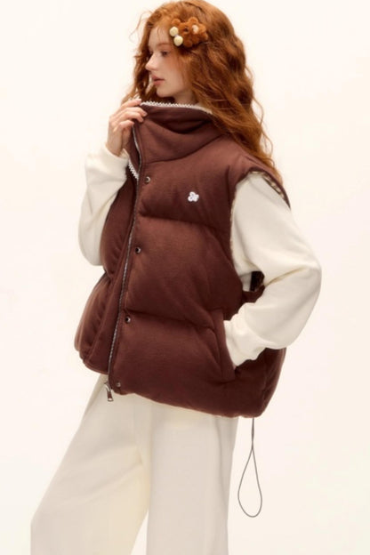 Reversible Plaid Lace Vest