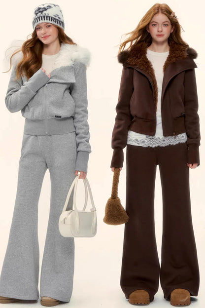 Retro Fleece-Lined Hooded Jacket Set-Up