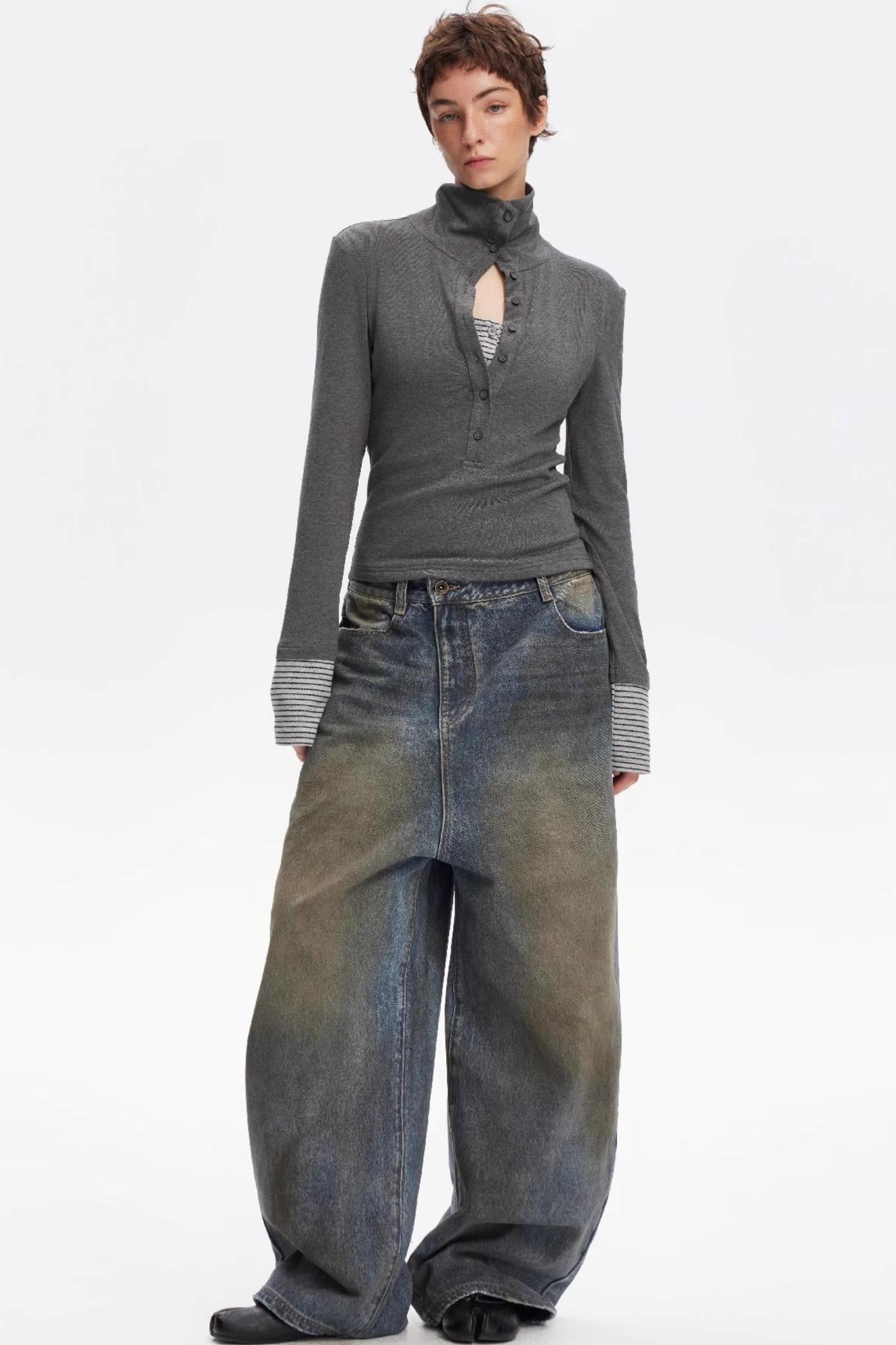 Vintage Yellow Distressed Jeans