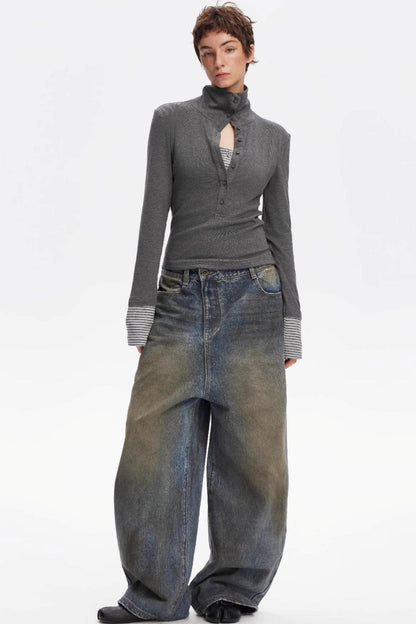 Vintage Yellow Distressed Jeans