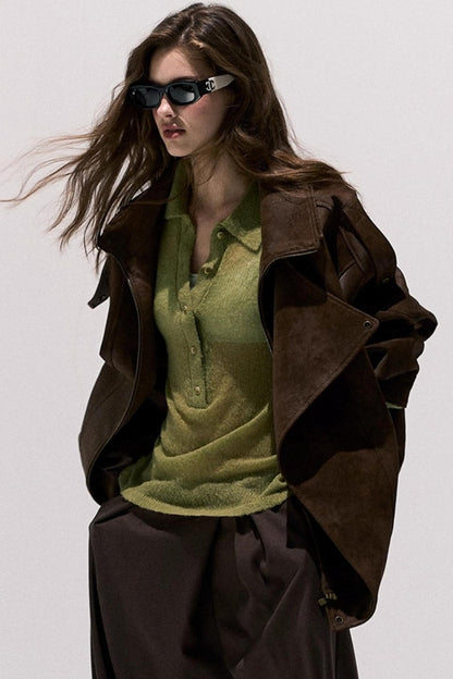 V-Neck Long Sleeve Wool Knit Top