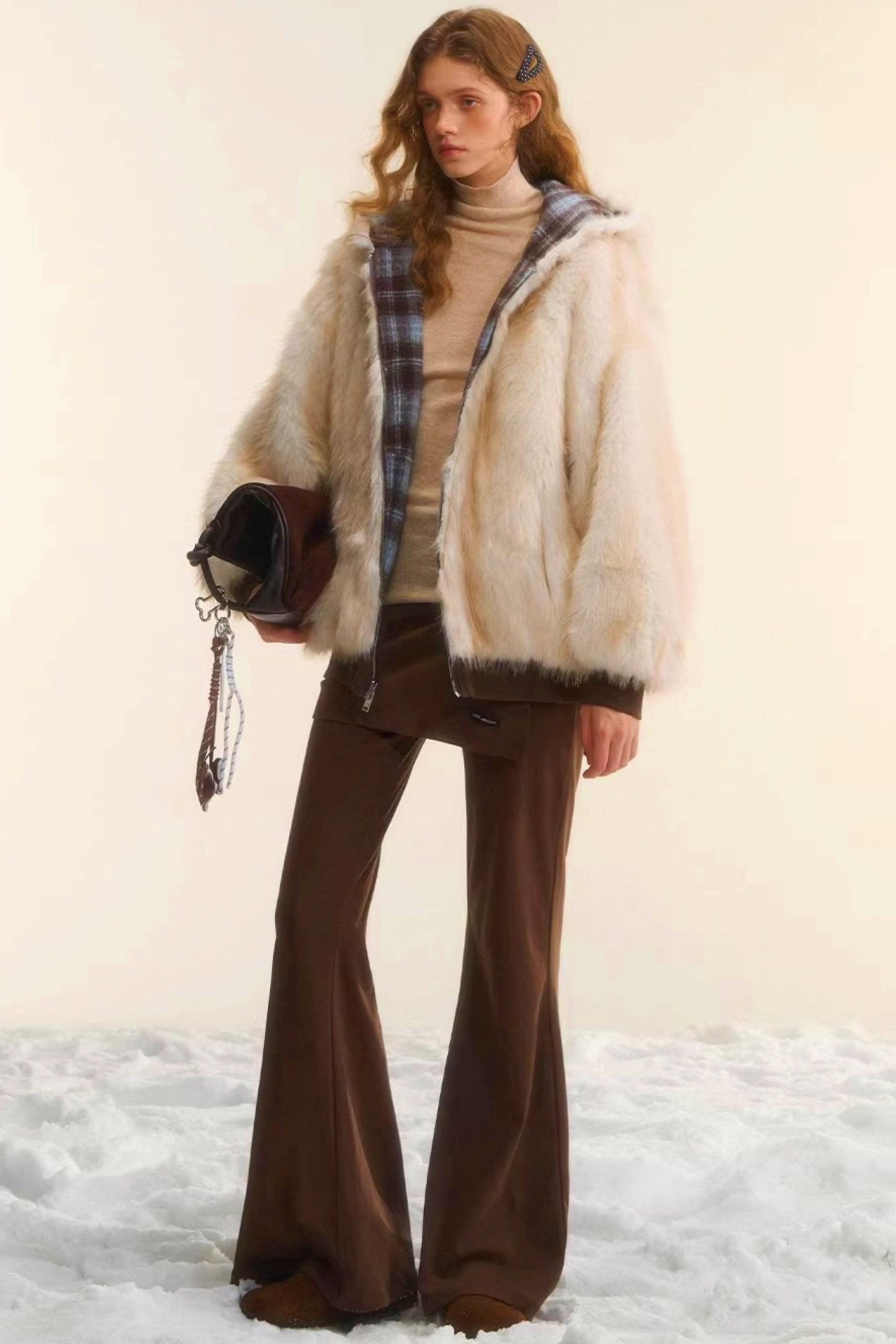 First Snow Plaid Reversible Coat