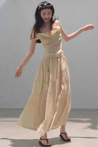 Summer Ruffled Camisole Skirt Set-Up