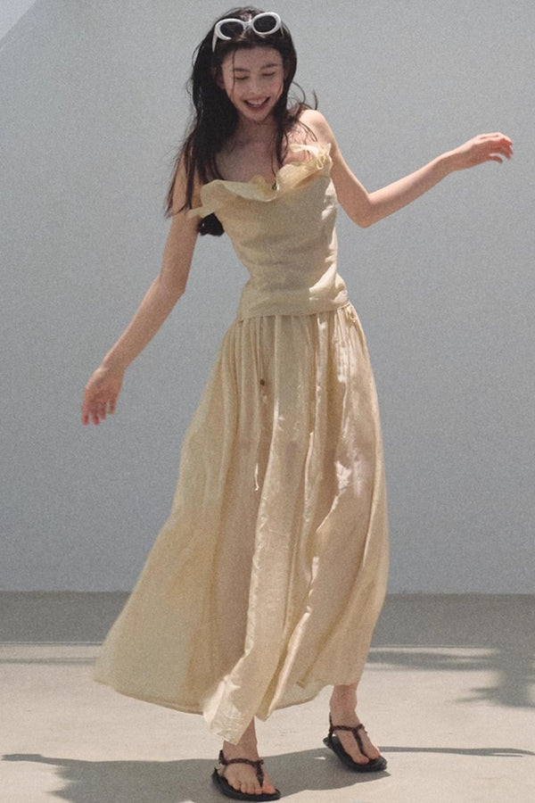 Summer Ruffled Camisole Skirt Set-Up