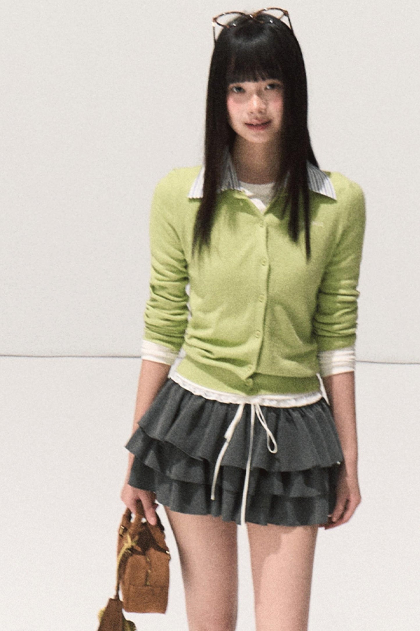 Shrine Plaid Woolen Cake A-Line Skirt