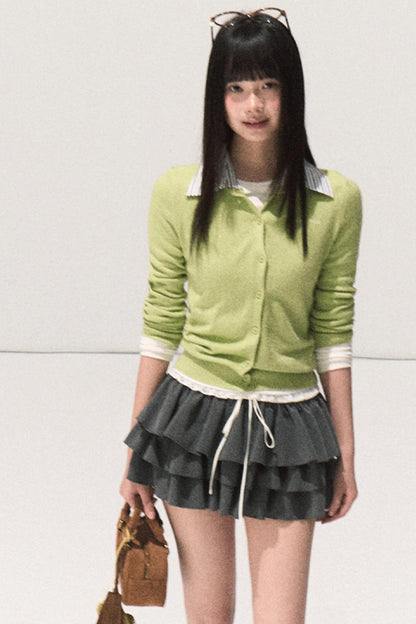 Shrine Plaid Woolen Cake A-Line Skirt