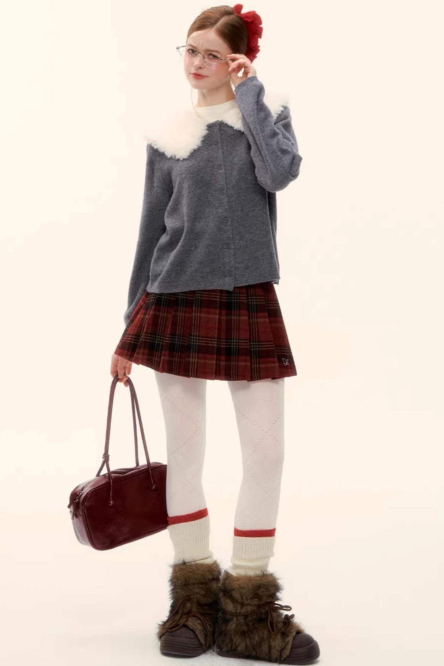 Retro Plaid Wool Skirt