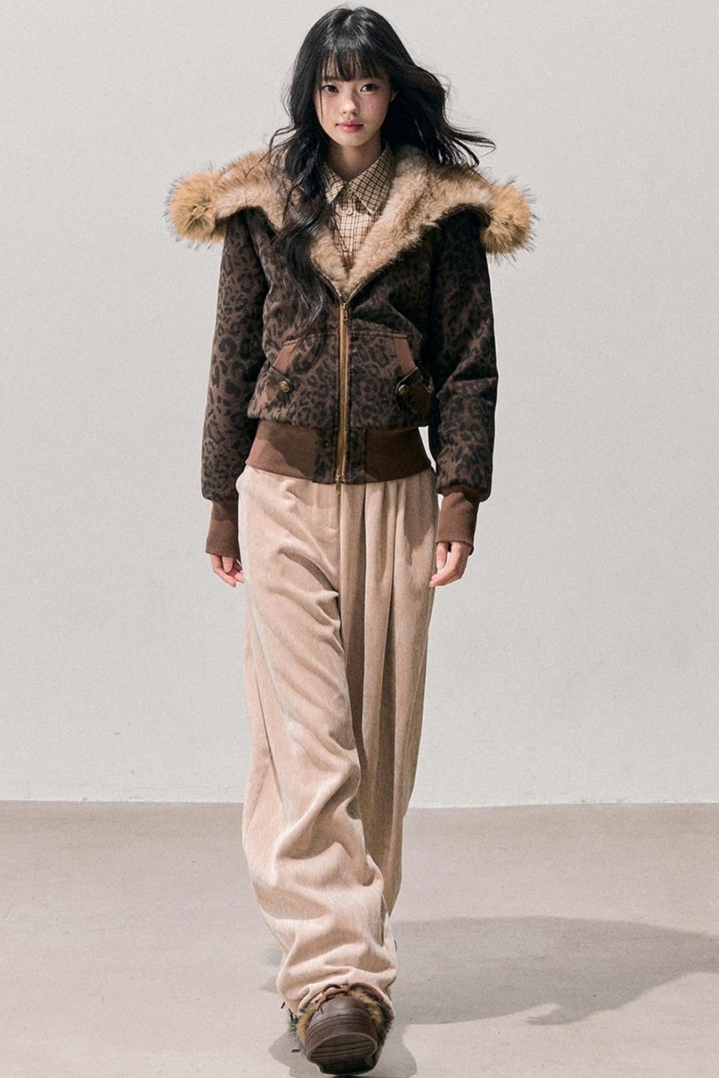 Fleece-Lined Wide-Leg Pants