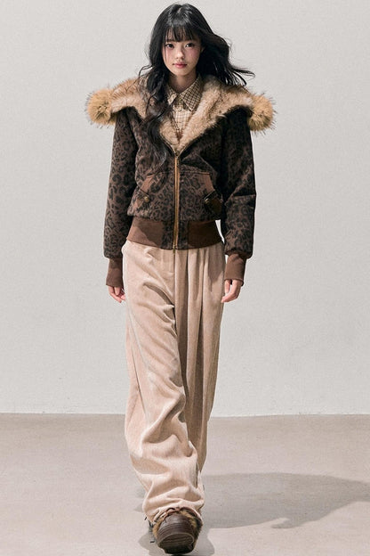 Fleece-Lined Wide-Leg Pants