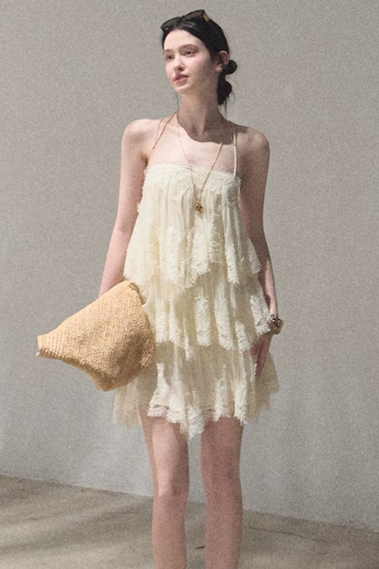 Heartbeat Lace Tiered Dress and Camisole Set