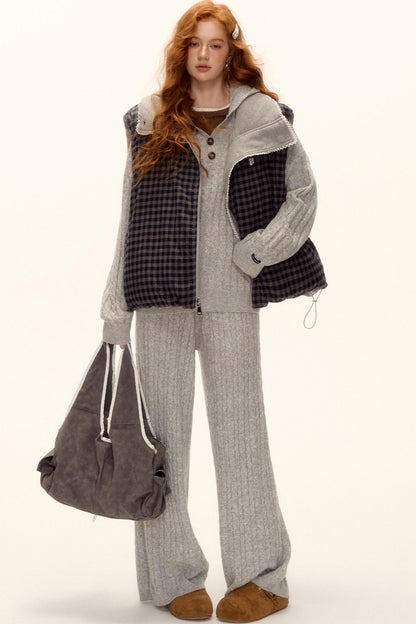 Reversible Plaid Lace Vest Jacket