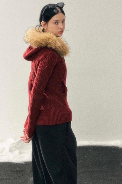 Winter Hooded Knit Sweater