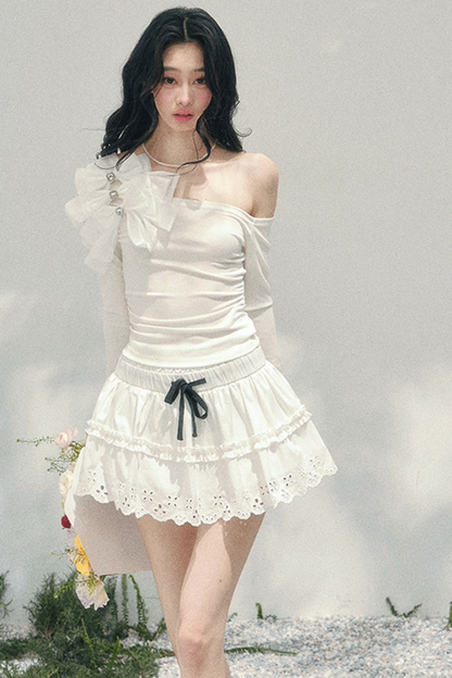 Spring White Half-Skirt