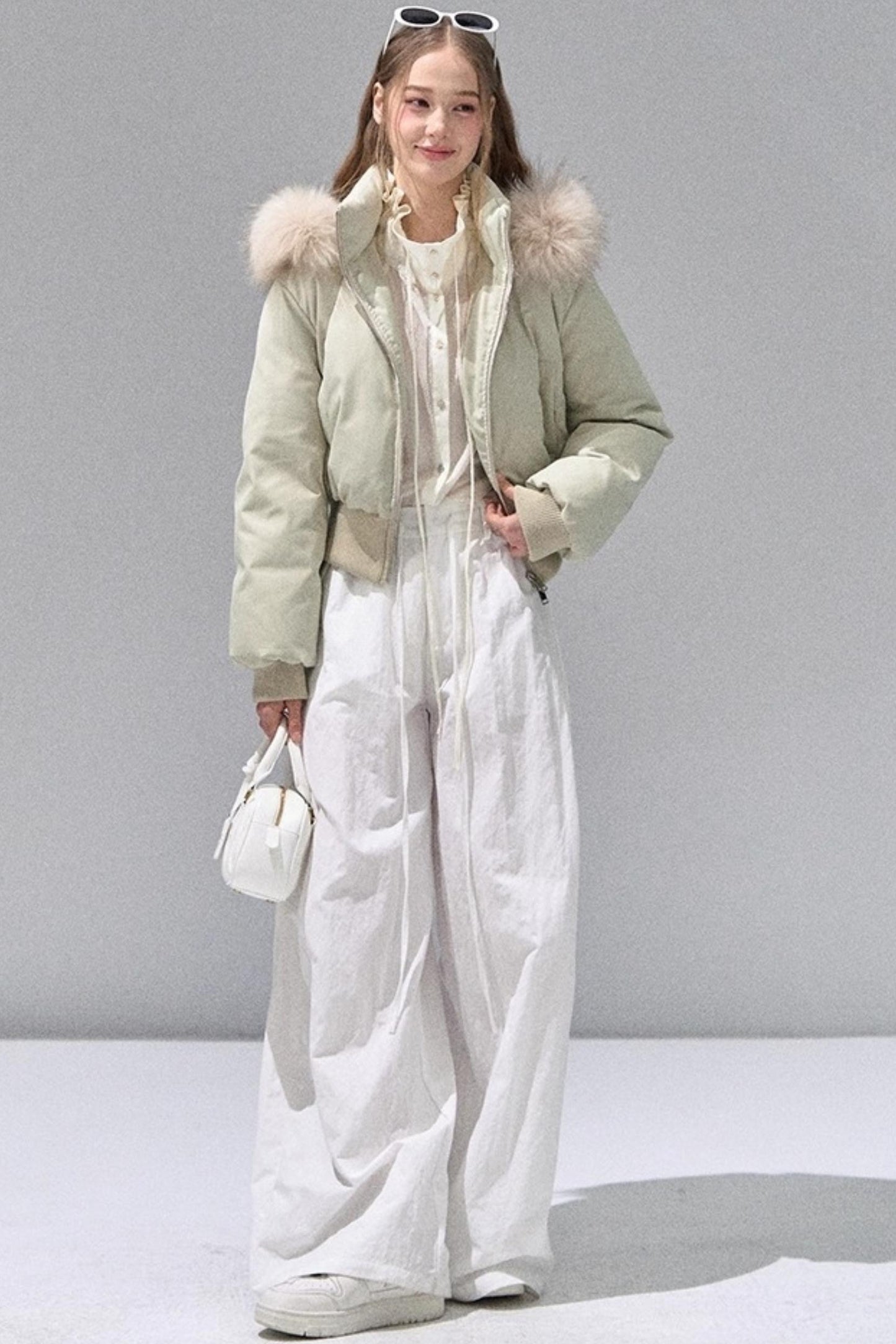 Fungus Edge Collar Drawstring Lace-up Shirt