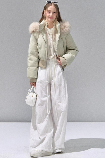 Fungus Edge Collar Drawstring Lace-up Shirt