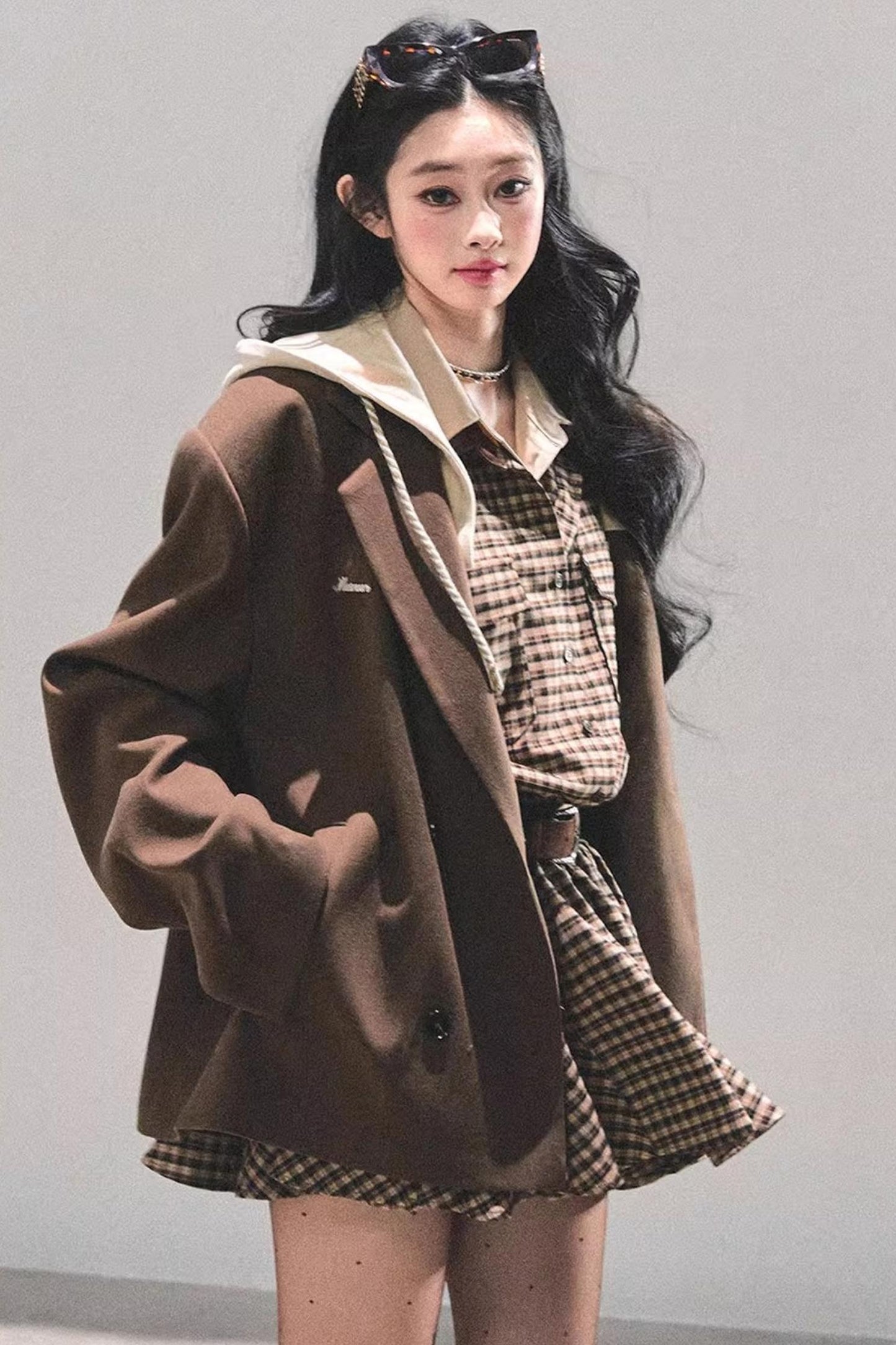 Plaid Two-Piece Winter Dress Set-Up