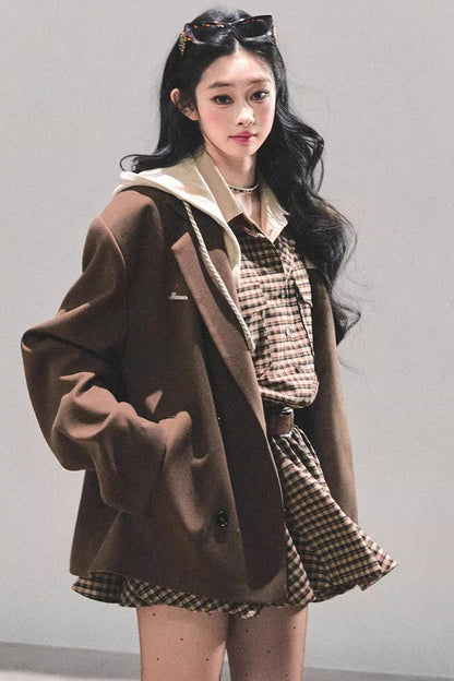 Plaid Two-Piece Winter Dress Set-Up