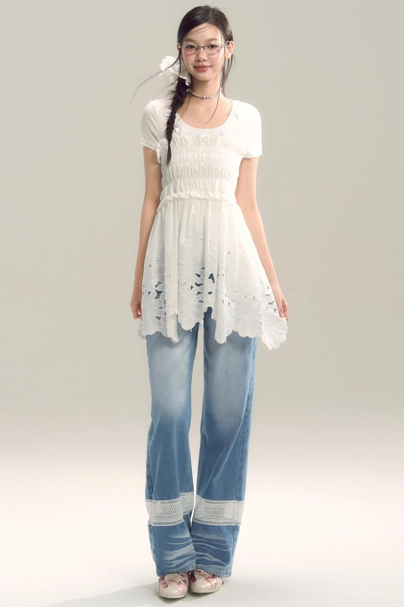 Whispering Daisy Asymmetrical Skirt Top