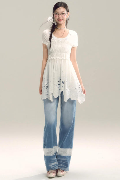 Whispering Daisy Asymmetrical Skirt Top