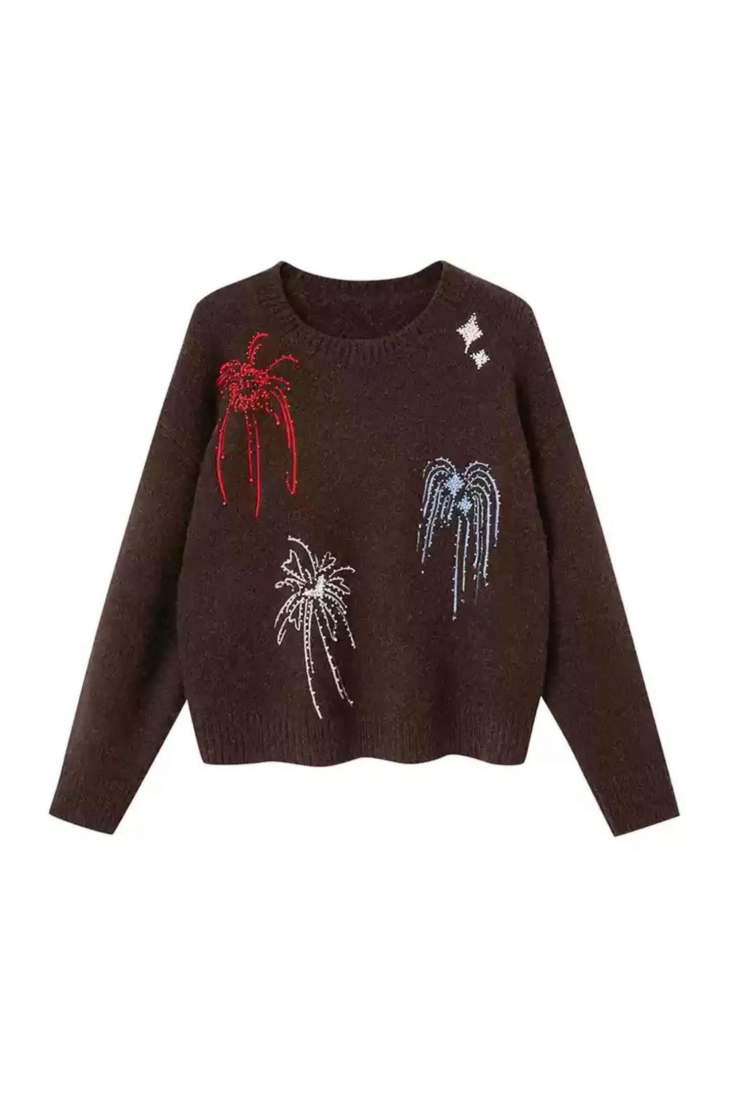 Beaded Fireworks Embroidered Sweater