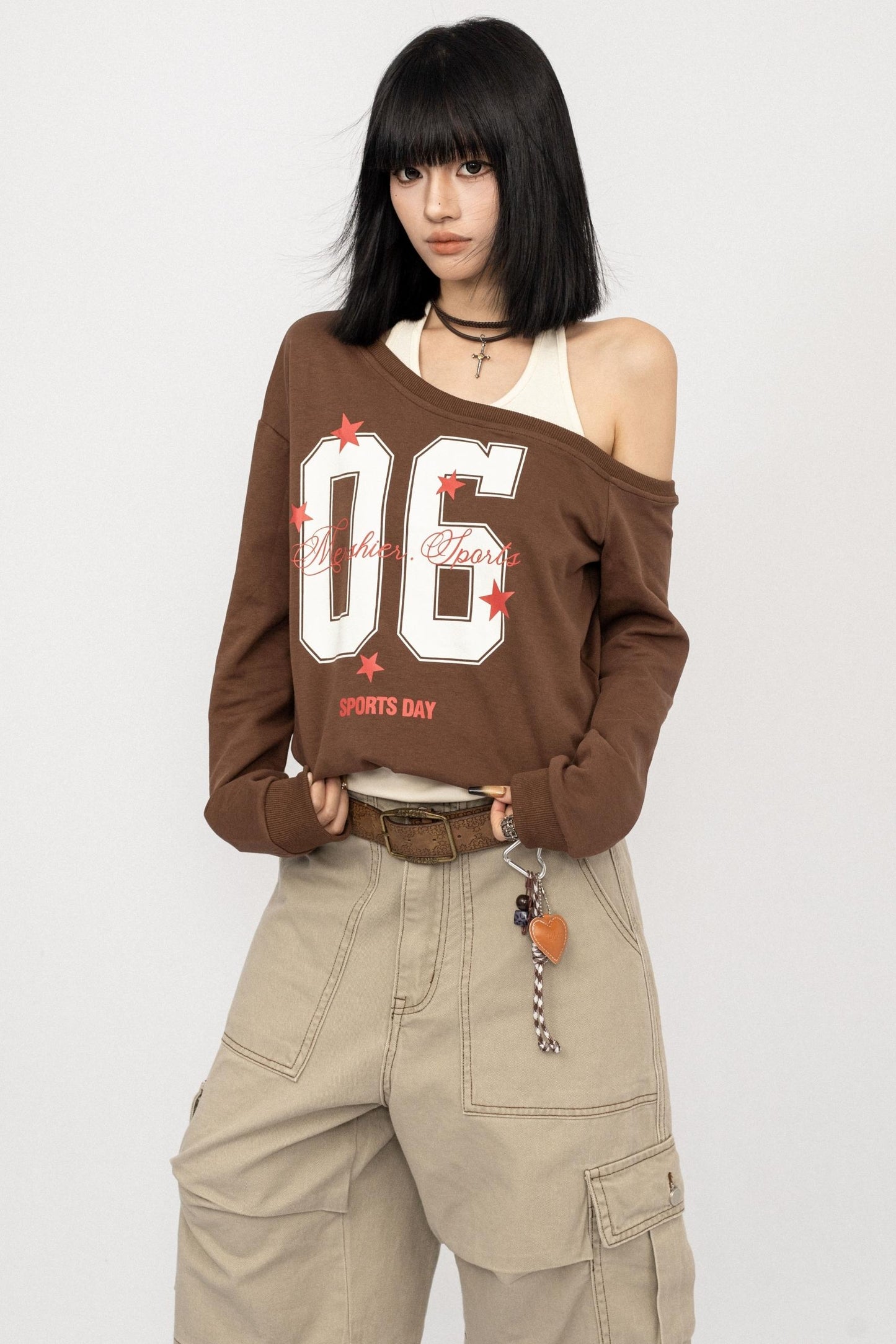American Vintage Slanted Shoulder Loose Sweatshirt