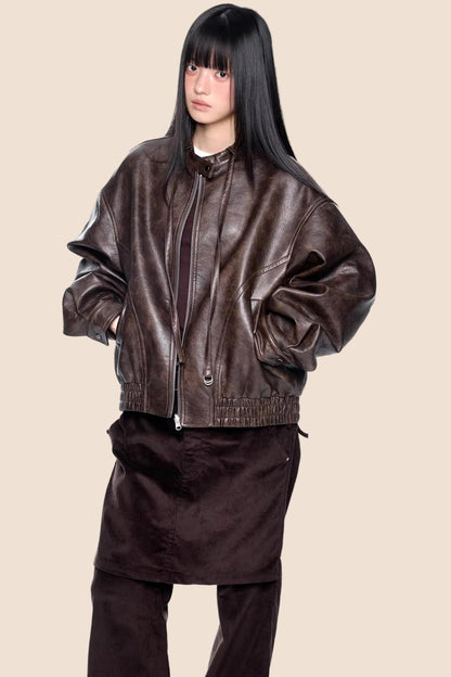 Textured Vintage Leather Jacket