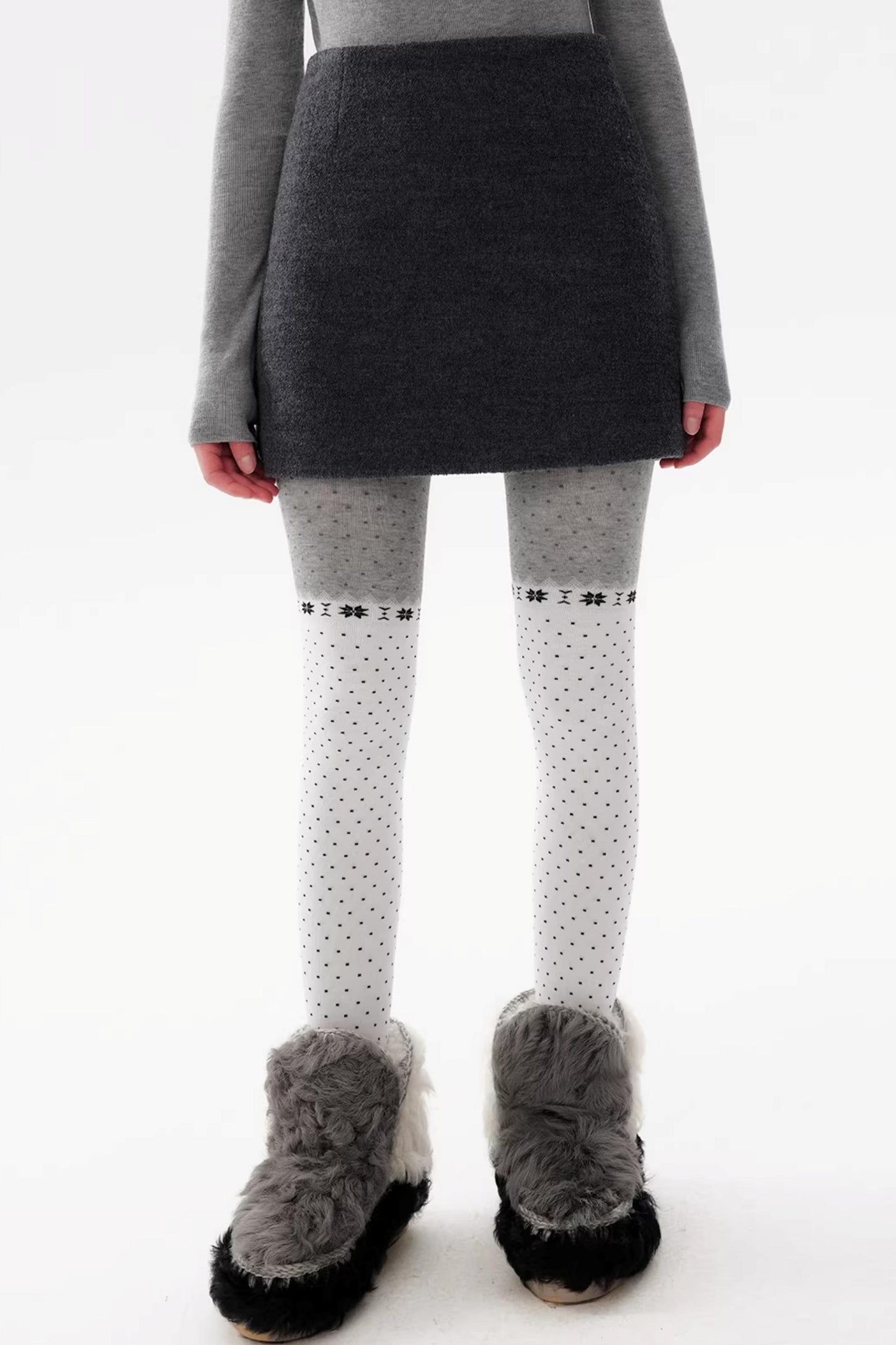 Black Wool Blend A-Line Skirt