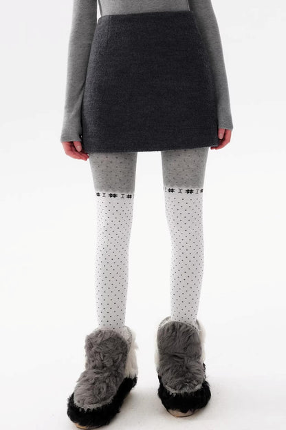 Black Wool Blend A-Line Skirt