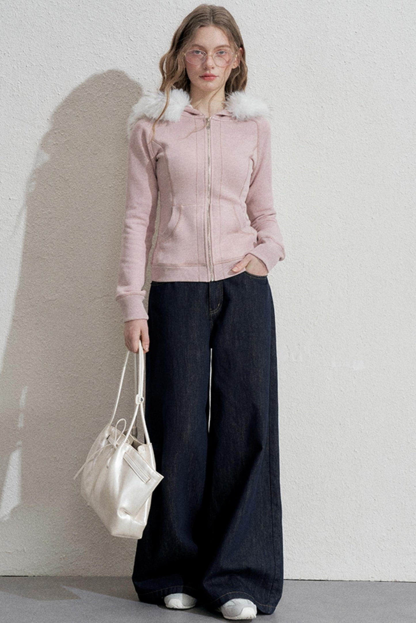 Pink Hooded Sweatshirt Jacket