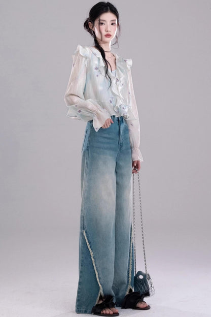 Ruffled Green Lycra Cardigan