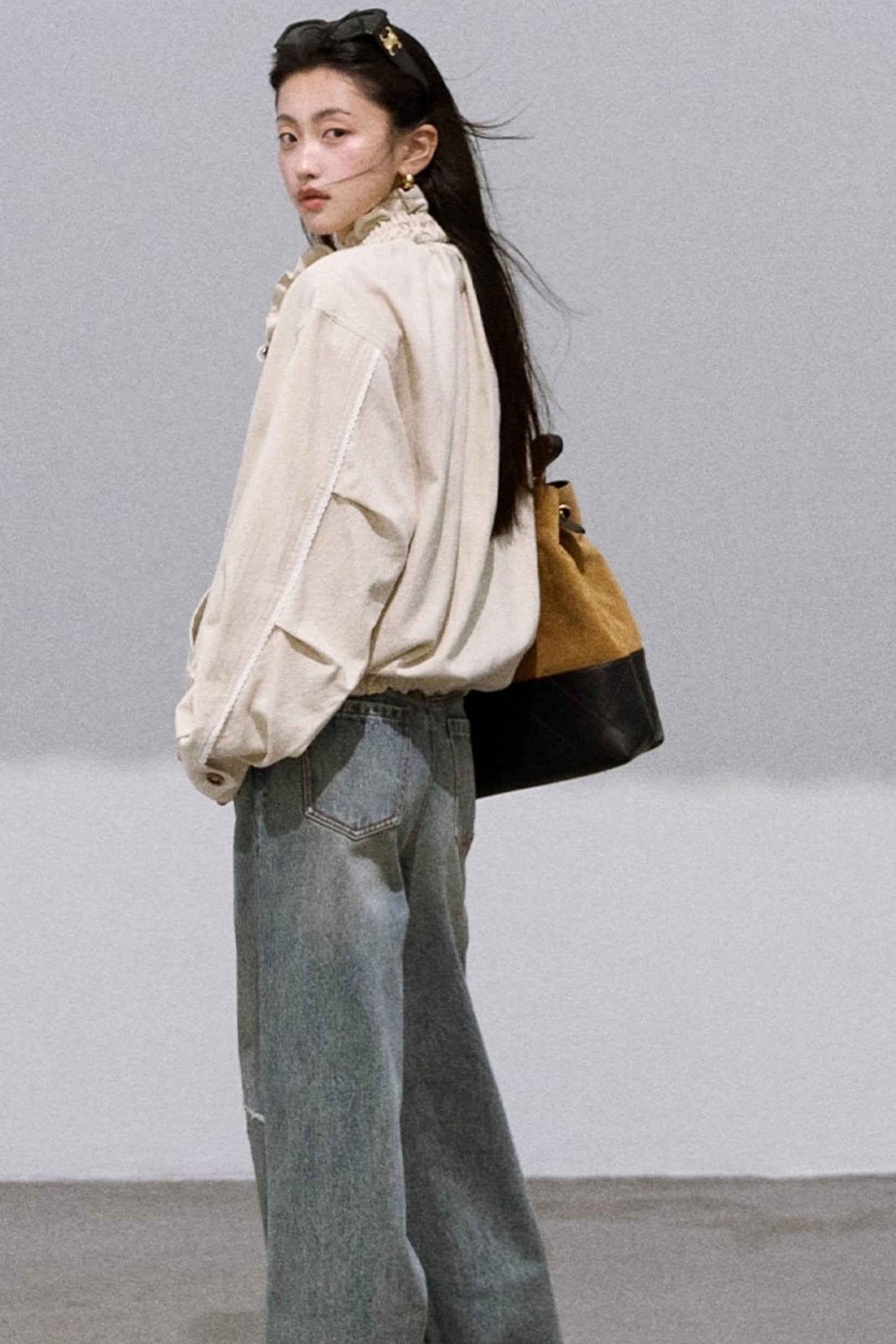 Vintage Burnt Flower Wide-Leg Jeans