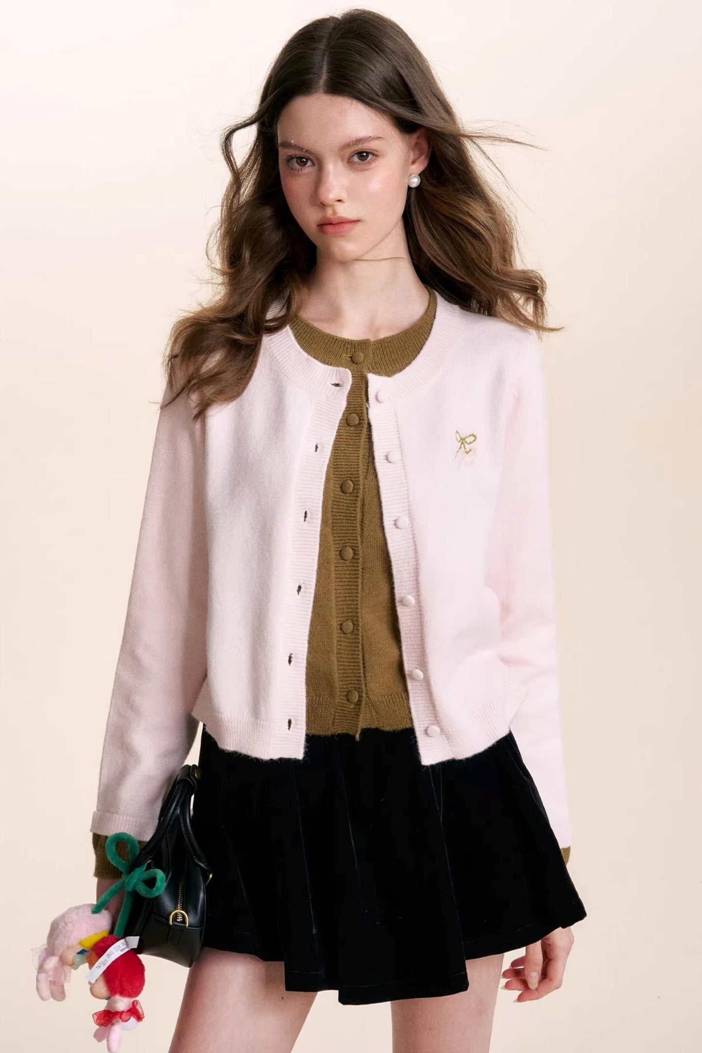 Wool Blend Color-Blocked Cardigan