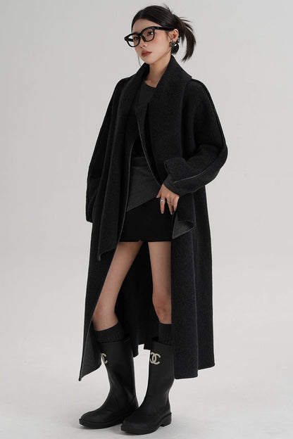 Reversible Two-Tone Scarf Wool Coat