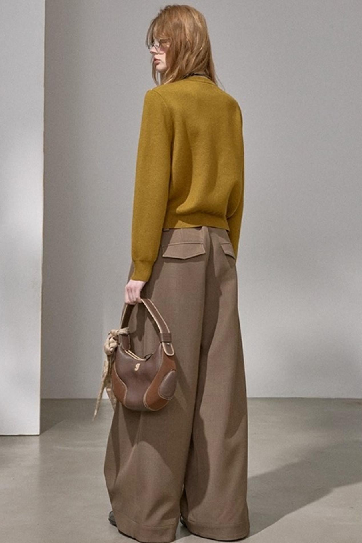 Button Pleated Winter Pants