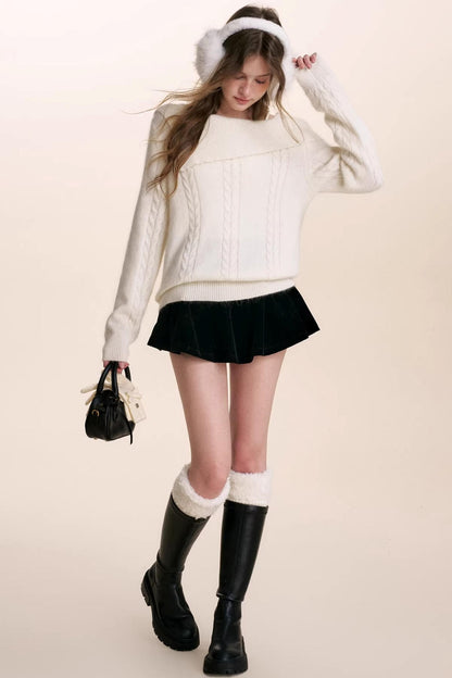 French Velvet A-Line Skirt