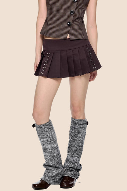 Rivet Pleated Retro Skirt