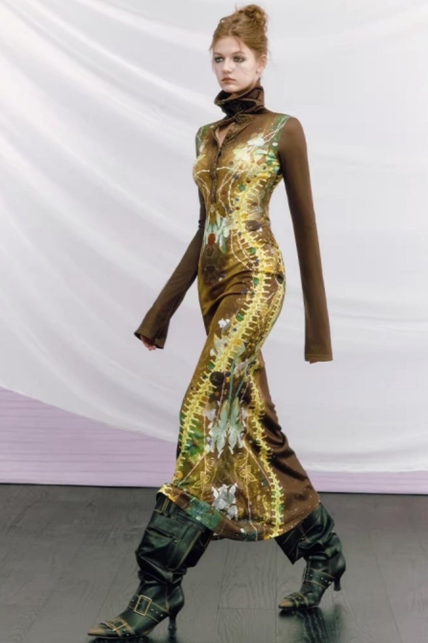 Bone Print Fishtail Dress