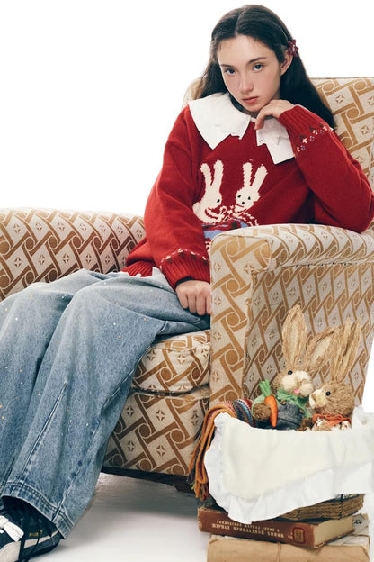 Red Rabbit Knitted Sweater