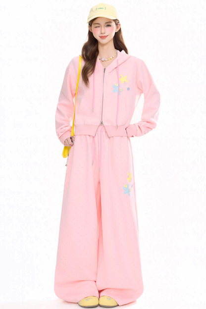 에너제틱 프린트 집업 재킷 셋업