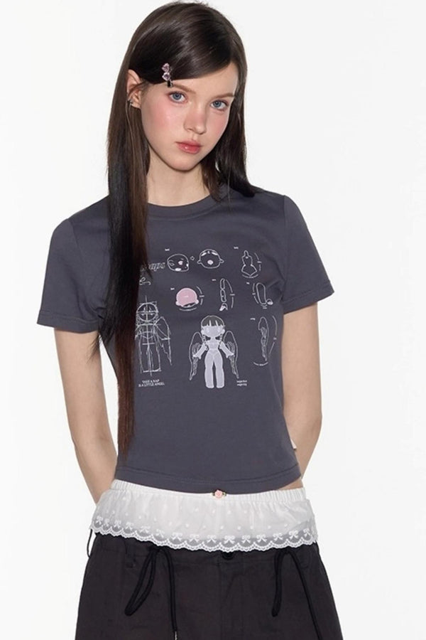 Spring American Shoulder Crop Top