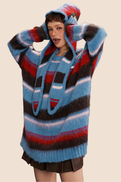 American Hooded Loose Knit Sweater