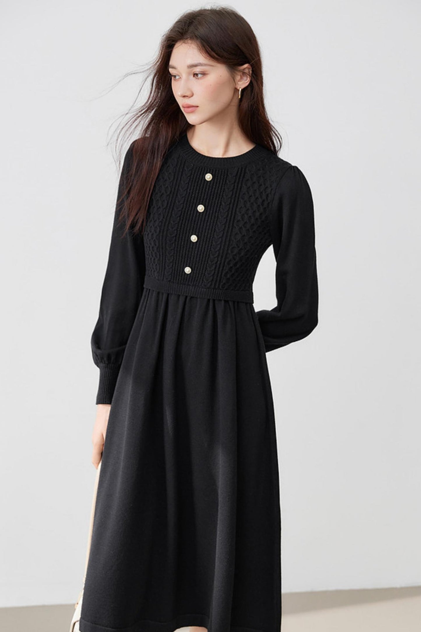 French Knit Sweater Waist Dress