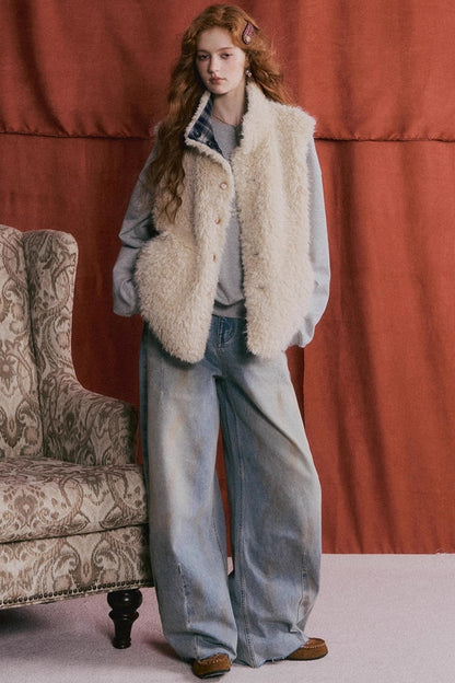 Vintage Washed Distressed Denim Pants