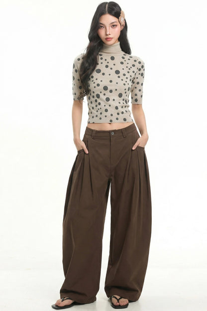 Retro Polka Dot Knit Base Top