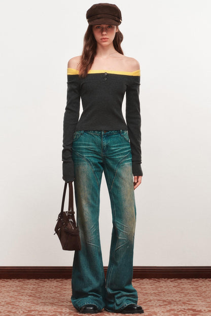 One-shoulder Knit Top