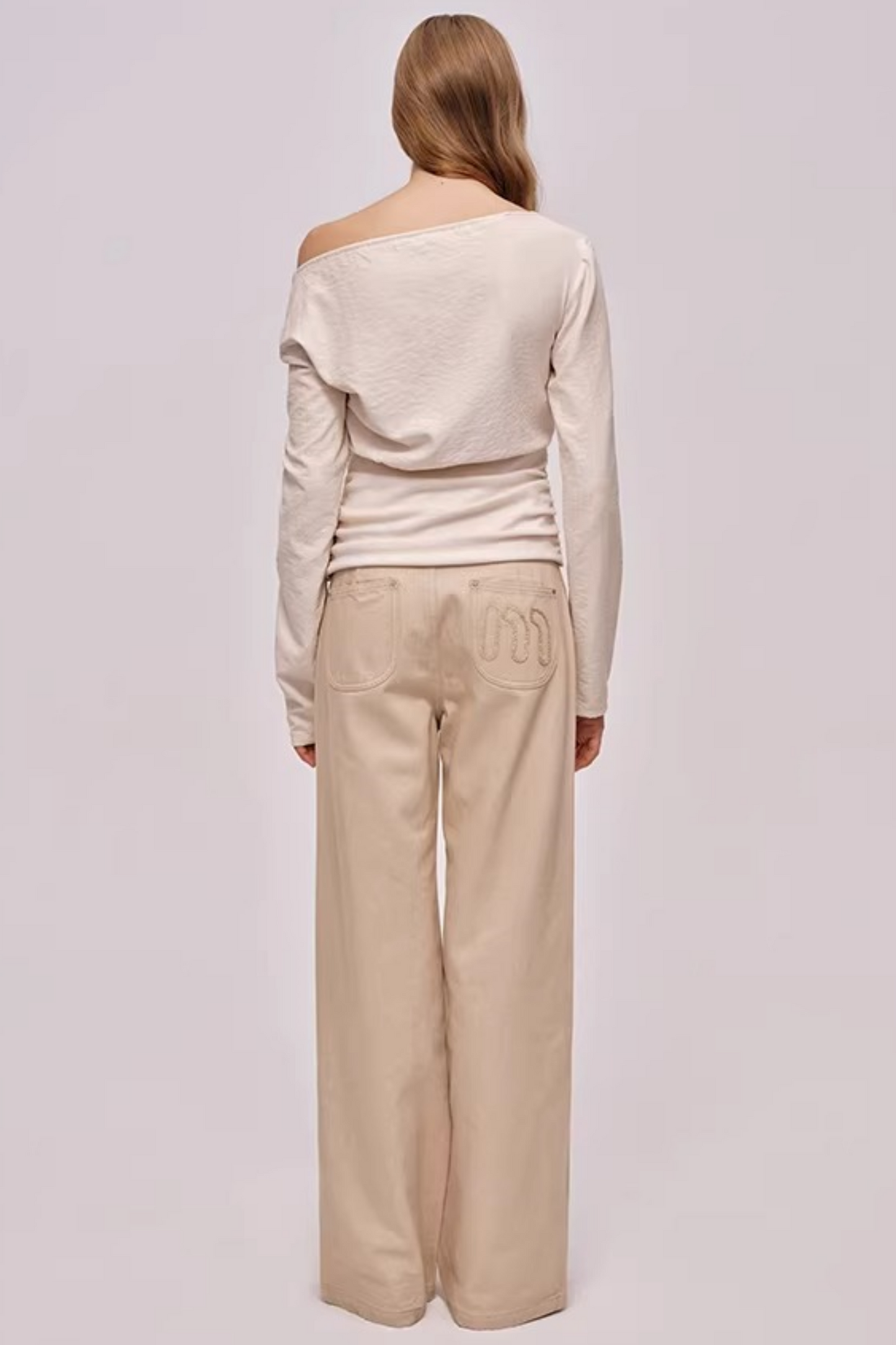 Custom-Dyed Apricot Denim Pants