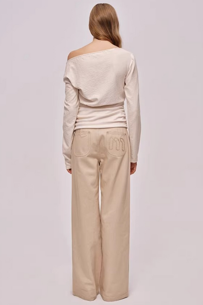 Custom-Dyed Apricot Denim Pants